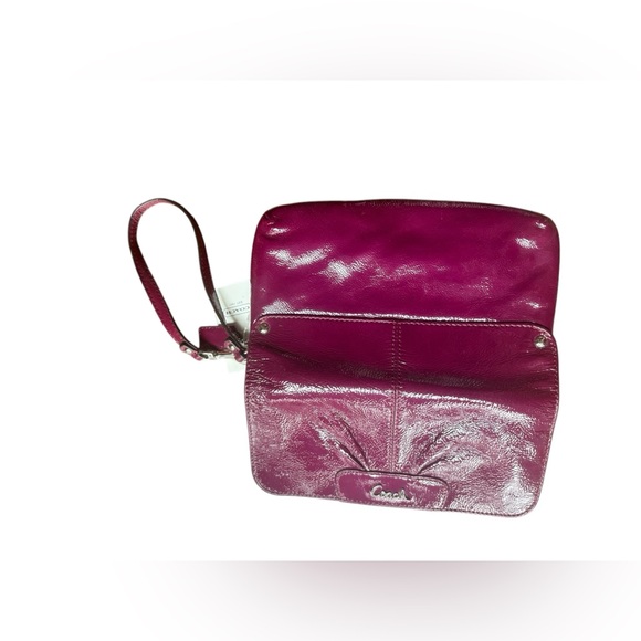Coach Dark Plum Large Patent Leather Wristlet - Picture 8 of 11